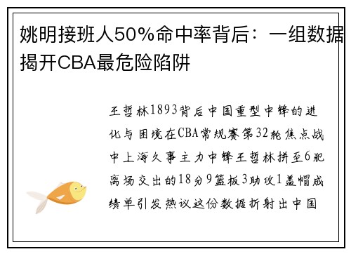 姚明接班人50%命中率背后：一组数据揭开CBA最危险陷阱