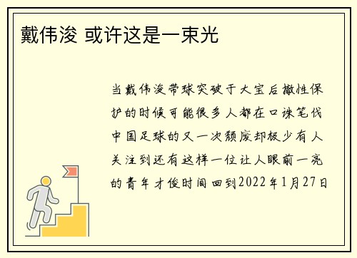 戴伟浚 或许这是一束光